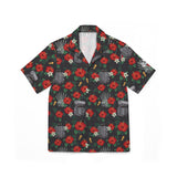 Black Floral Hawaiian Button Up