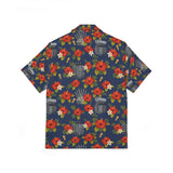 Navy Floral Hawaiian Button Up