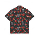 Black Floral Hawaiian Button Up