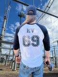 69 KV Spud 3/4 Sleeve Raglan - Live Wire Apparel